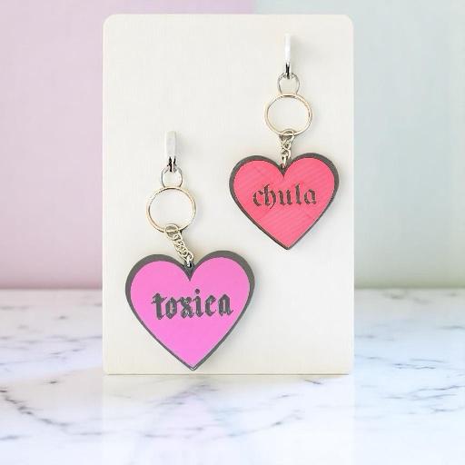 “Tóxica” and “Chula” Heart Keychains!